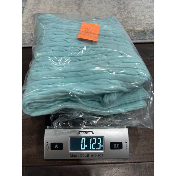Faded Glory V-Neck 3/4 Sleeve Cable Knit Sweater Aqua Blue Size 18W/20W Cozy - Picture 10 of 10